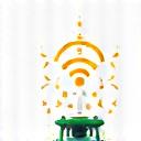 Icon representing a smart sprinkler system with WiFi waves